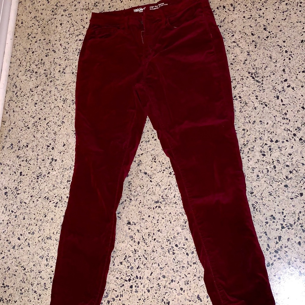 Mossimo Dark Red Velvet Skinny Pants